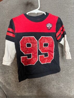League Boys Layered-Look Long Sleeve Tee in Black & Red